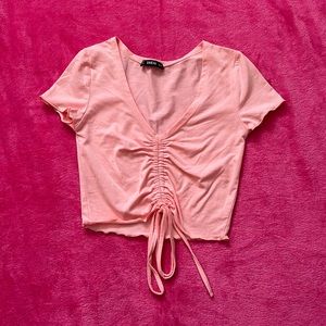 Pink Ruched Crop Top